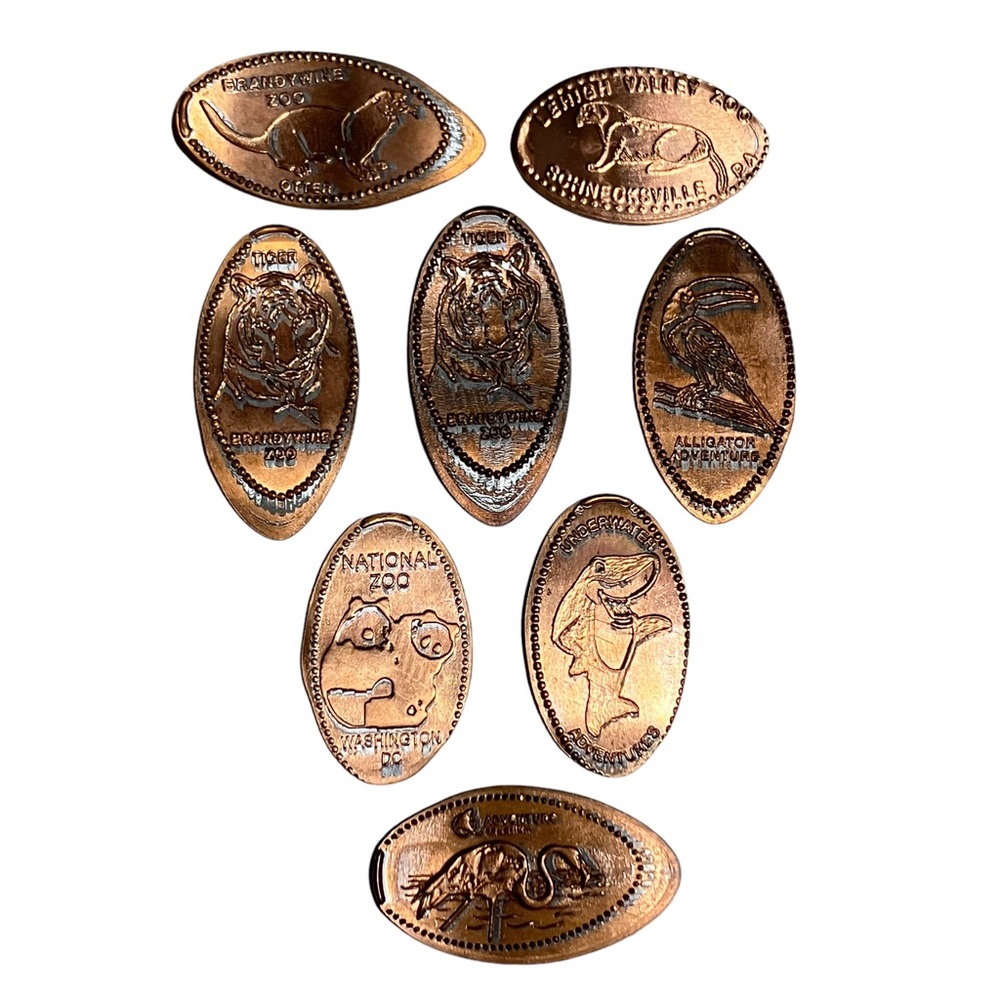 Zoos & Aquariums Elongated Pressed Penny Lot of 8